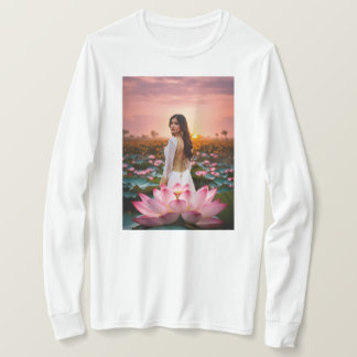 Camiseta Lotus Radiance: Un ballet floreciente de rosa y va