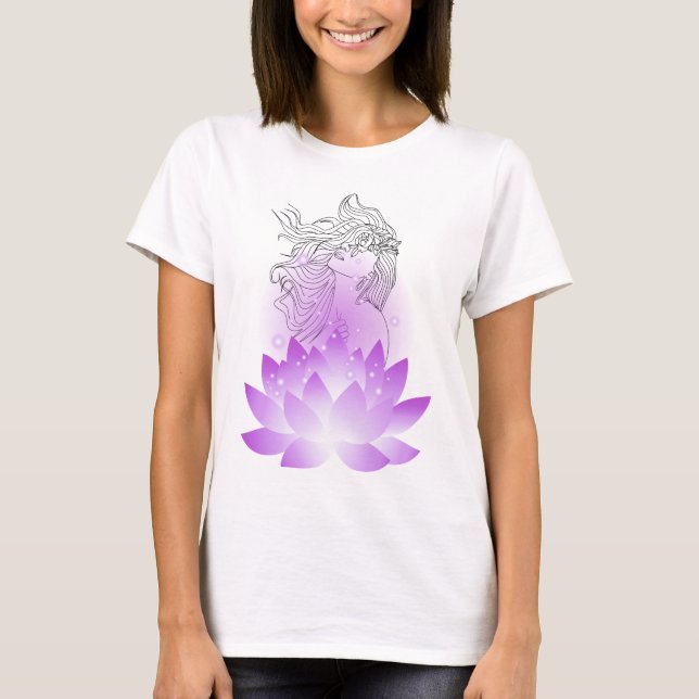 Camiseta Lotus Spirit – Soft Feminine Line Art (Anverso)