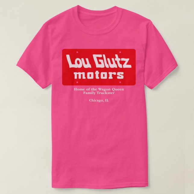Camiseta Lou Glutz Motors placa de licencia de época Vacaci (Diseño del anverso)