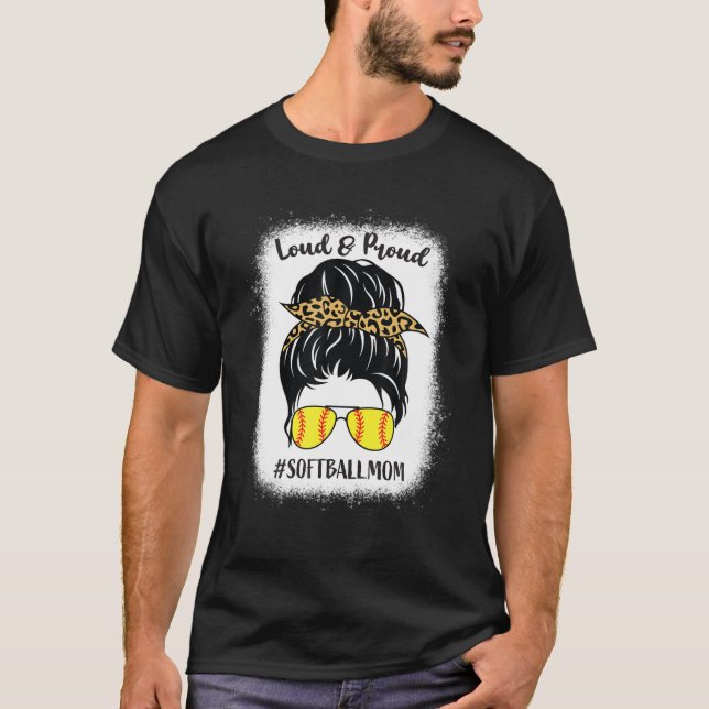 Camiseta Loud Orgullosa Béisbol De La Madre Messy Bun Leopa (Anverso)