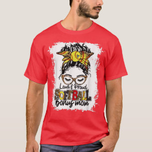 Camiseta Loud & Orgulloso Bono de Softbol Mamá Messy Bun Ga