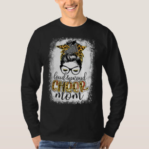 Camiseta Loud & Orgulloso Cheer Mom Messy Bun Leopard's