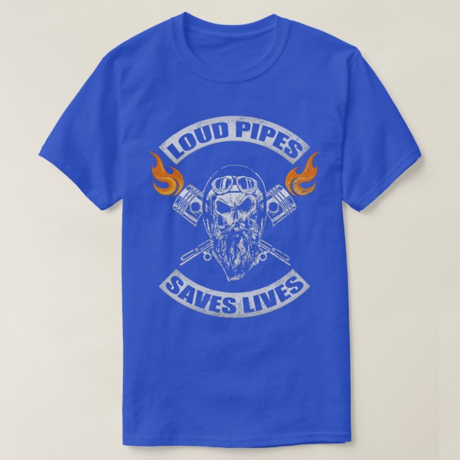 Camiseta Loud Pipes Guarda Vidas Biker Motorcycle Pistons M (Diseño del anverso)