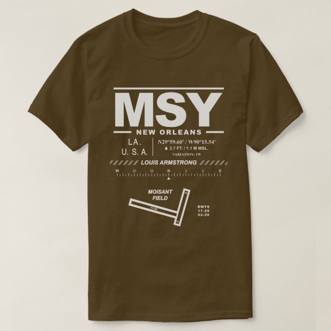 Camiseta Louis Armstrong New Orleans Int Airport MSY TShirt (Diseño del anverso)