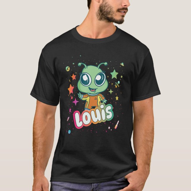 Camiseta LOUIS - Nombre de niño pequeño con un lindo extran (Anverso)
