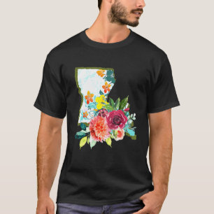 Camiseta Louisiana acuarela Flora artista acuarela diseño