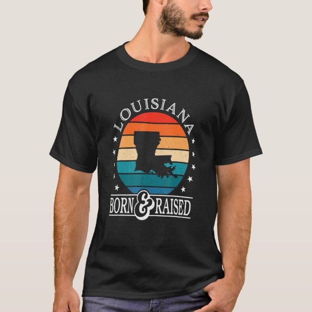 Camiseta Louisiana Ee. Uu. Nació Y Elevó El Orgullo Retro D (Anverso)