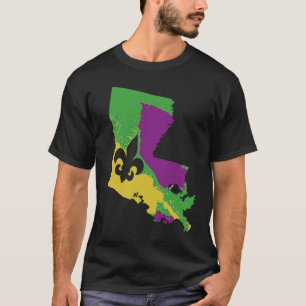 Camiseta Louisiana Mapa Mardi Gras Fat Tuesday Fleur De Lys