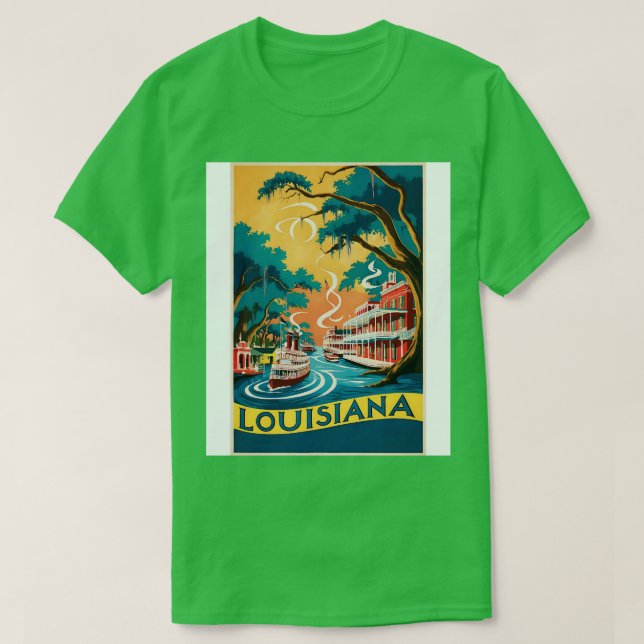 Camiseta Louisiana USA Afiche estadounidense sobre turismo (Diseño del anverso)
