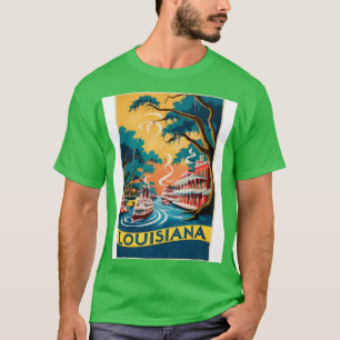 Camiseta Louisiana USA Afiche estadounidense sobre turismo