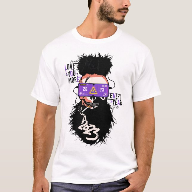 Camiseta love 2023 Tete de mort punk hipster skull lunette  (Anverso)