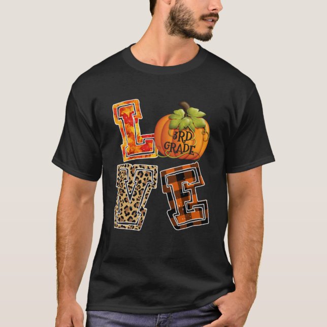Camiseta Love 3rd Grade Leopard Happy Fall Y all Autumn Tea (Anverso)