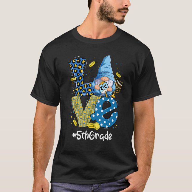 Camiseta Love 5º grado Leopard Gnome Happy Chanukah Hanukk (Anverso)