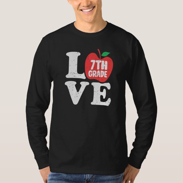 Camiseta Love 7th Grade Apple Seventh Grader Student School (Anverso)