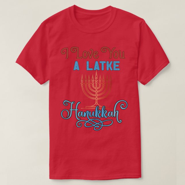 Camiseta Love A Latke Hanukkah Menorah Nine Candles Funny P (Diseño del anverso)