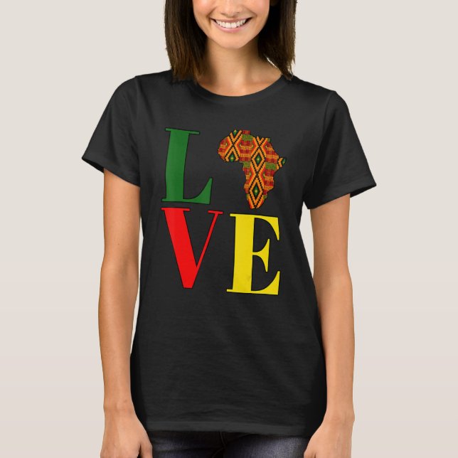 Camiseta Love Africa Kente Afrocentric Black History Month  (Anverso)