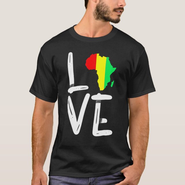 Camiseta LOVE Africa Map Black History Month African Pride  (Anverso)