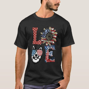 Camiseta Love Akita-inu Dog Bandera de Estados Unidos Giro 