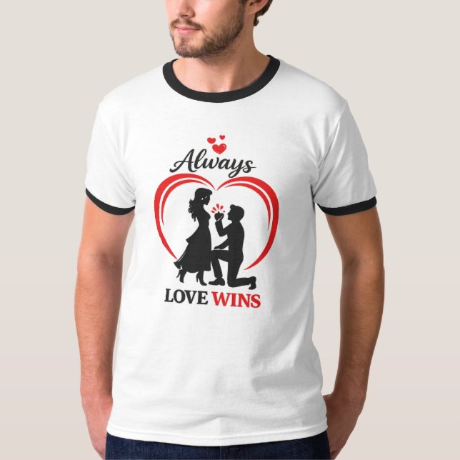 Camiseta Love Always Wins – Valentine Ringer Tee (Anverso)
