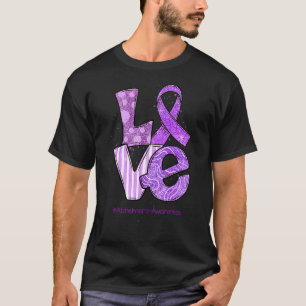 Camiseta LOVE Alzheimer Mes de Conciencia Cinta Púrpura