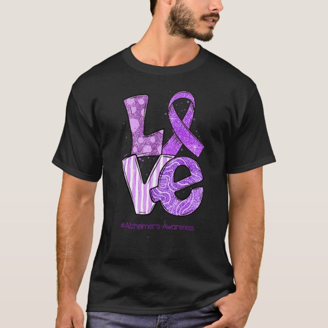 Camiseta LOVE Alzheimer Mes de Conciencia Cinta Púrpura (Anverso)