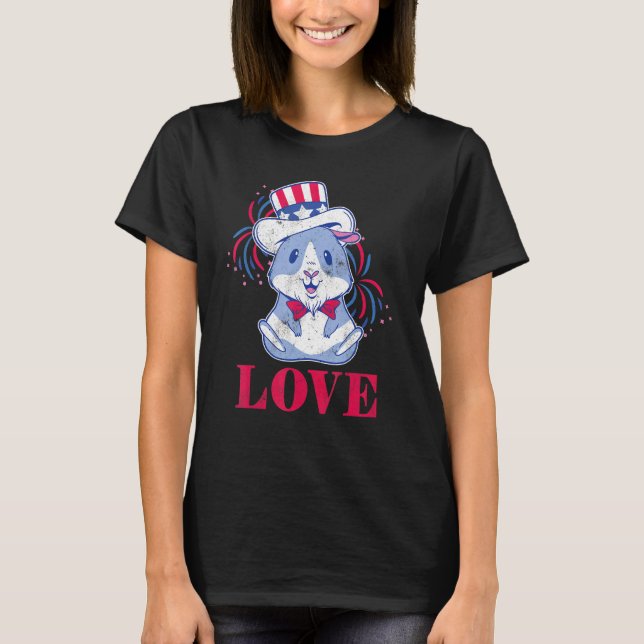 Camiseta Love America American Guinea Hamster Pig Usa 4O (Anverso)