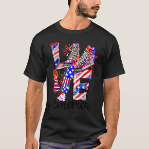 Camiseta Love America Shoes Tie Dye Fireworks American 4th