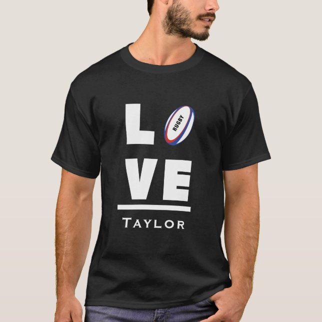 Camiseta Love And Live Rugby Sports Fan Custom Name (Anverso)