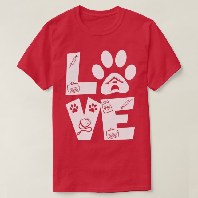 Camiseta Love Animals Vet Tech Veterinaria (Diseño del anverso)