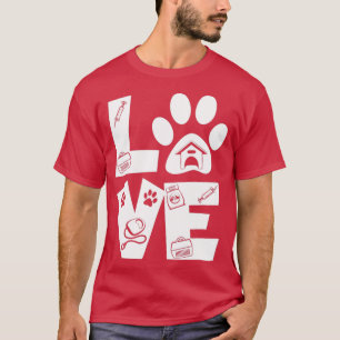 Camiseta Love Animals Vet Tech Veterinaria