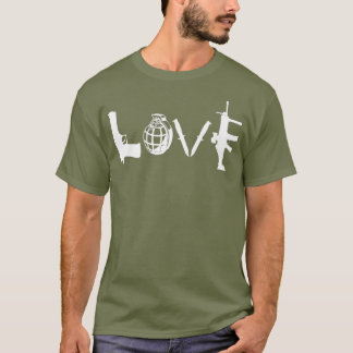 Camiseta LOVE Armas Armas Granadas Knives Atentado Rifle