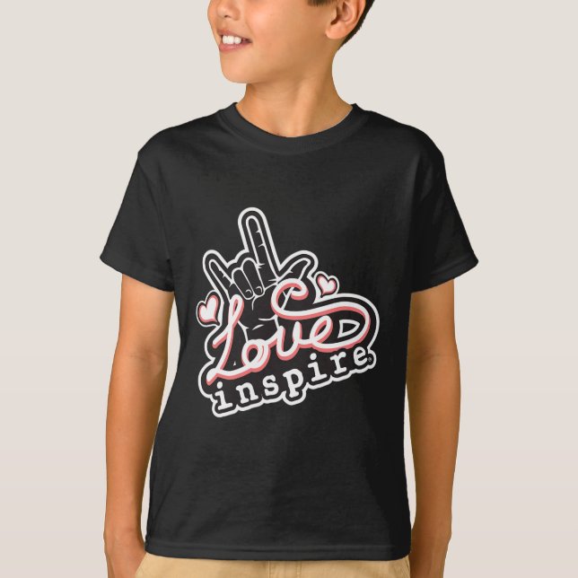 Camiseta Love Asl Ily Rótulo Lenguaje Sordo Conciencia (Anverso)