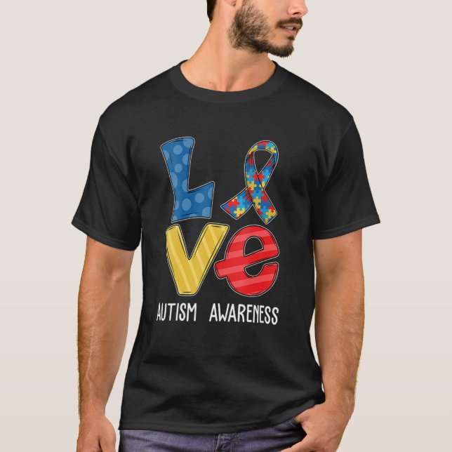 Camiseta LOVE Autism Awareness Men Women Kids Autistic Puzz (Anverso)