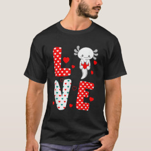 Camiseta Love Axolotl Salamander Holding Heart Valentine Da
