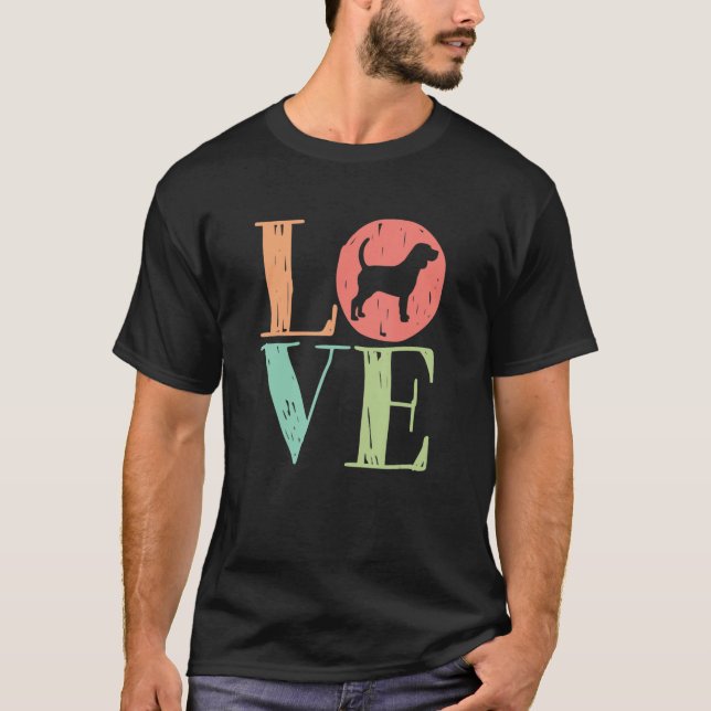 Camiseta Love Beagle Dog Cute Retro Dog (Anverso)