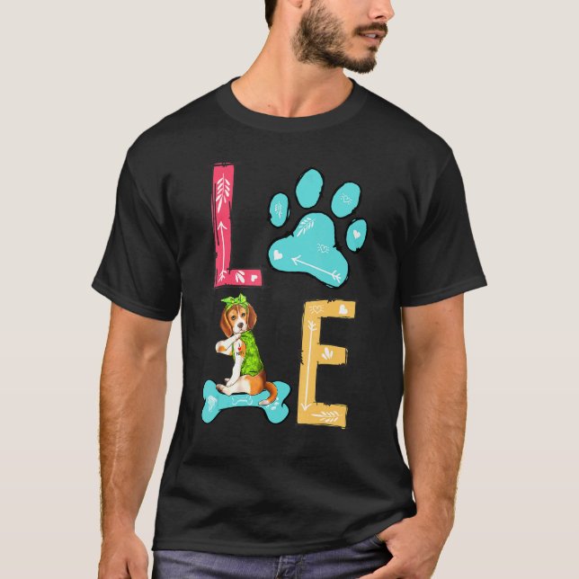Camiseta Love Beagle Paw Dog Dueño (Anverso)