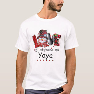 Camiseta Love Being Called Yaya Snowman Christmas Red Plaid