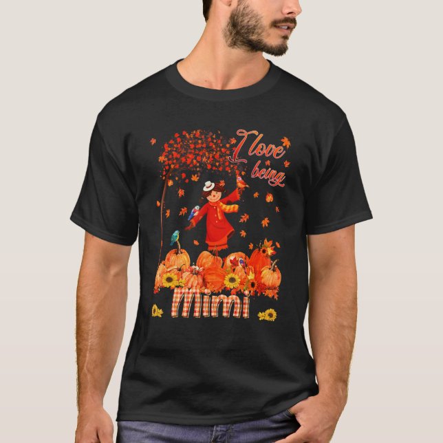 Camiseta Love Being Mimi Thanksgiving Autumn Scarecrow Pump (Anverso)