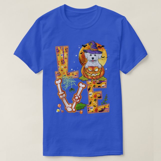 Camiseta Love Bichon Frise Witch Pumpkin Scary Halloween Do (Diseño del anverso)