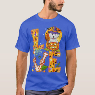 Camiseta Love Bichon Frise Witch Pumpkin Scary Halloween Do
