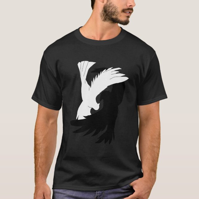 Camiseta Love Birds Shirt Raven Crow Dove Yin Yang Shi (Anverso)