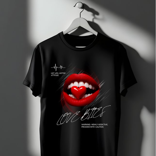 Camiseta Love Bites Red Lips Heart Attitude Graphic (Subido por el creador)