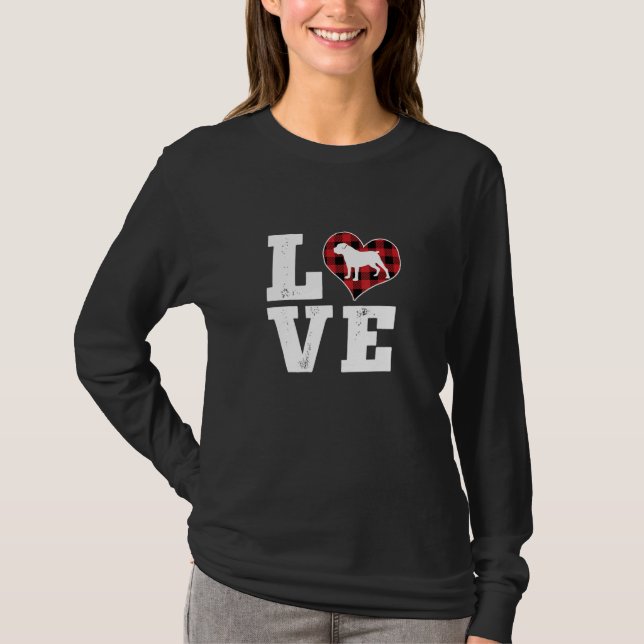 Camiseta Love Boerboel Dog Lover Gifts Buffalo Plaid Valent (Anverso)