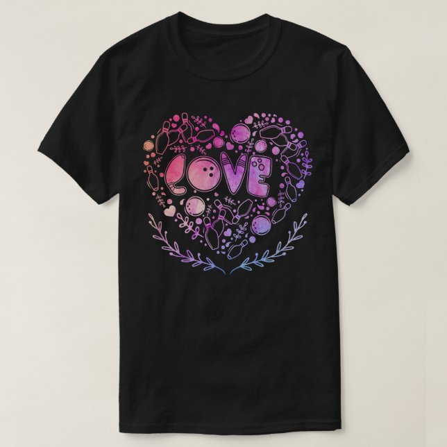 Camiseta Love Bowling Lover Heart Shape Bowler Bowler Play (Diseño del anverso)