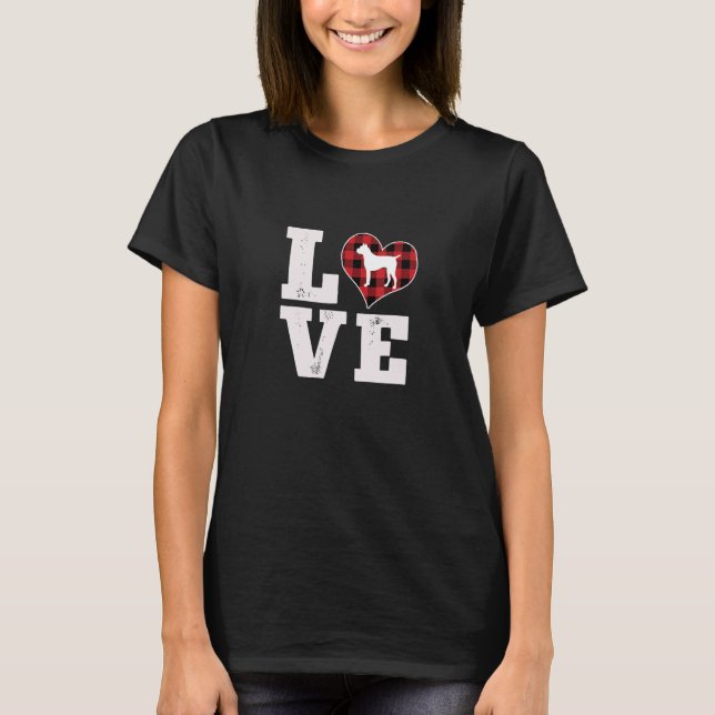 Camiseta Love Boxer Dog Lover Gifts Dog Buffalo Plaid Valen (Anverso)