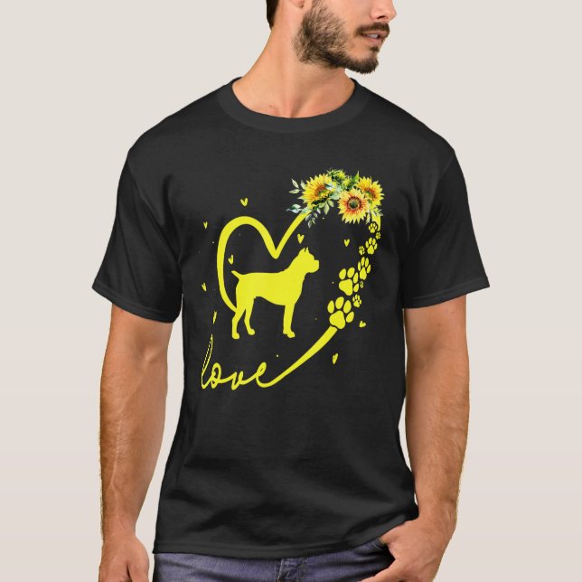 Camiseta Love Boxer Dog Sunflower Heart (Anverso)