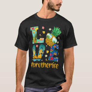 Camiseta Love Brother Life Flip Flops Gafas de sol Pineappl