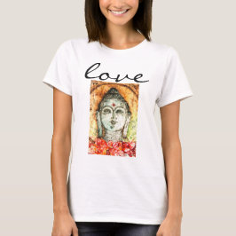 Camiseta Love Buddha Watercolor Art Flowe Shirt