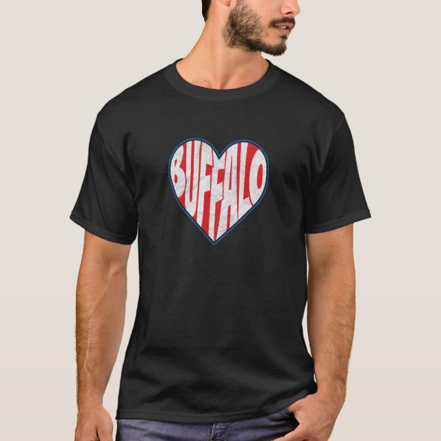Camiseta LOVE BUFFALO NY New York 716 retro heart city Buff (Anverso)