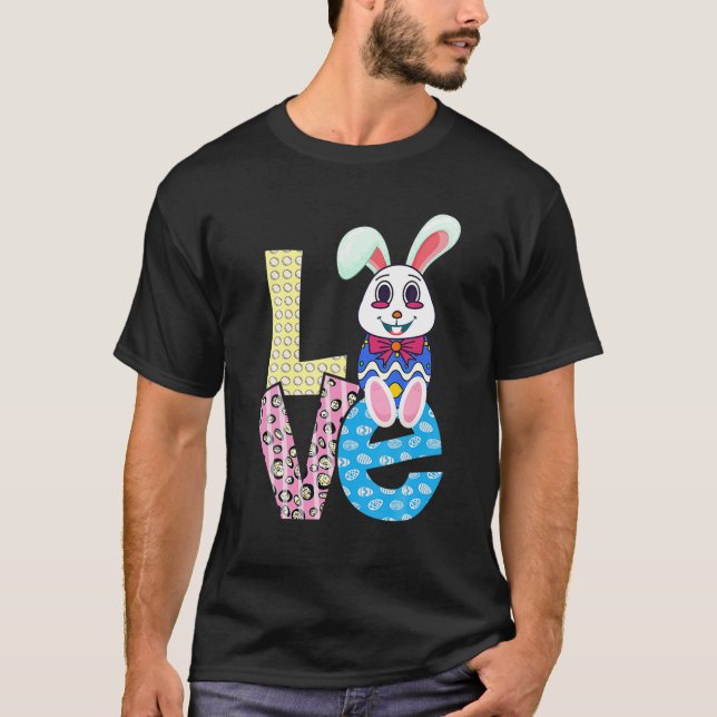 Camiseta LOVE Bunny Rabbit Bunny Hug Easter Eggs Easter Day (Anverso)